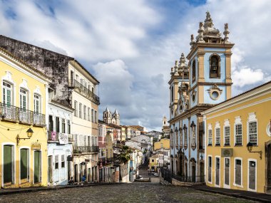 Nossa Senhora do Rosario dos Pretos 'un sömürge kilisesi Pelourinho Salvador da Bahia, Brezilya' daki Siyahların Hanımı Kilisesi..