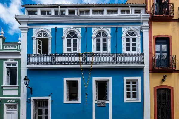 Coloridas Casas Coloniales Distrito Histórico Pelourinho Santo Antonio Salvador Bahia — Foto de Stock