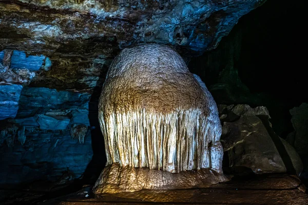 Limestone Cave Stalactite Stalagmite Formations Gruta Lapa Doce Cave Tourist — Stockfoto