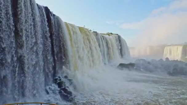 Devil Throat Iguazu Falls One World Great Natural Wonders Border — Vídeo de stock