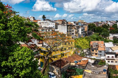 Brezilya, Salvador da Bahia 'da Pelourinho ve Santo Antonio' nun tarihi bölgesinde renkli koloni evleri.