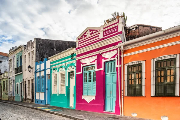 Casas Coloniais Coloridas Bairro Histórico Pelourinho Santo Antônio Salvador Bahia — Fotografia de Stock