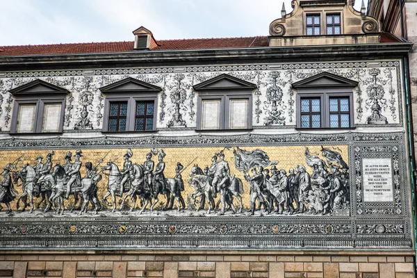 Procession Princes Mural Wall Furstenzug Dresden Sachsen Tyskland — Stockfoto