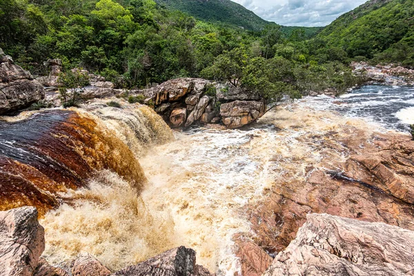 Cascada Cachoeira Riachinho Vale Capao Chapada Diamantina Bahia Brasil — Foto de Stock