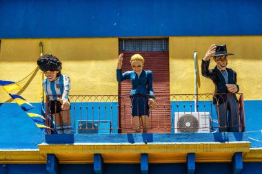 Colorful buildings in Caminito street in La Boca neighborhood at Buenos Aires, Argentina. It was a port area where Tango was born, now tourist destination with colorful houses and pedestrian stree