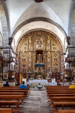 Muxia, İspanya - 26 Haziran 2023: Basilica Virxe da Barca, Virgen de la Barca in Muxia, Death Coast, La Coruna, İspanya