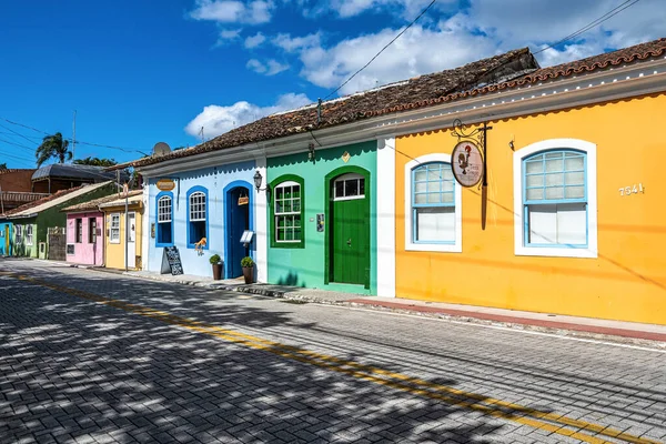 Casas Antigas Coloridas Arquitetura Colonial Portuguesa Ribeirão Ilha Florianópolis Santa — Fotografia de Stock