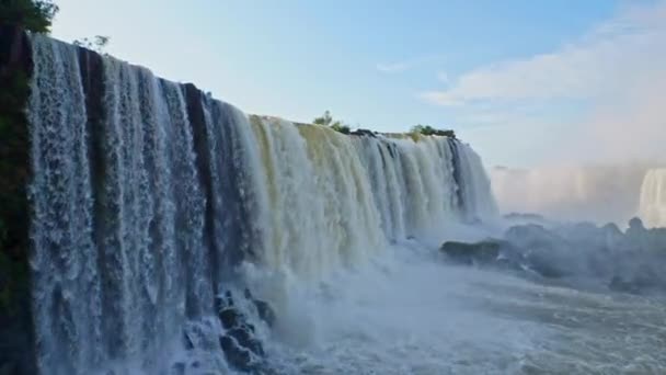 Devil Throat Iguazu Falls One World Great Natural Wonders Border — Stockvideo
