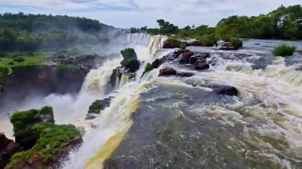 Devil Throat Iguazu Falls One World Great Natural Wonders Border — Vídeo de Stock