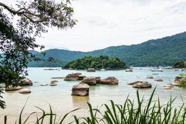 Abraao beach on big island Ilha Grande in Angra dos Reis, Rio de Janeiro, Brazil, South America