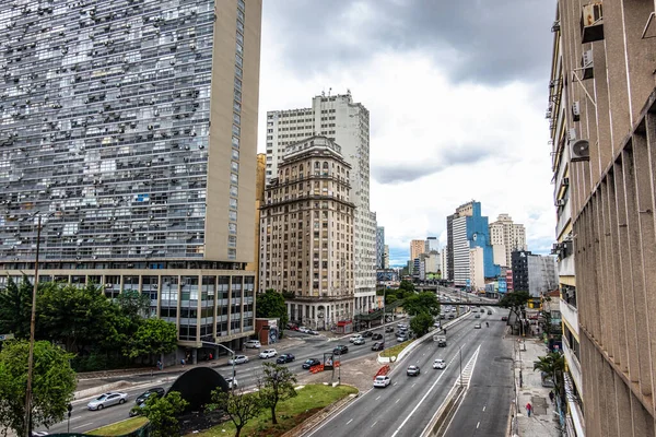 Edifícios Coloniais Portugueses Arranha Céus Centro Histórico Cidade São Paulo — Fotografia de Stock