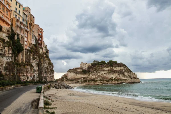 Tropea Şehri Calabria Talya Bir Turizm Merkezi Şehrin Manastırın Sahil — Stok fotoğraf