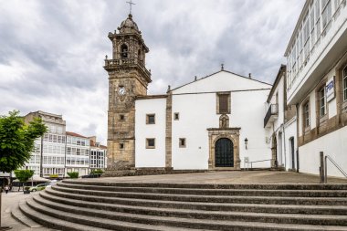 Betanzos, Spain - Jun 21, 2023: Church And Convent Of Santo Domingo at the Square Hm Garcia Naveira In Betanzos, La Coruna, Galicia in Spain clipart