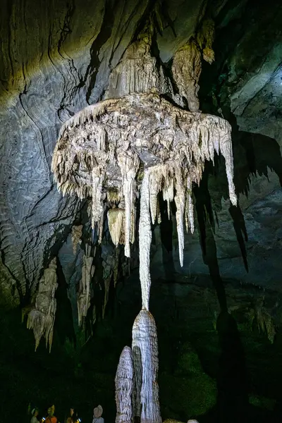 Limestone Cave Stalactite Stalagmite Formations Gruta Lapa Doce Cave Tourist —  Fotos de Stock