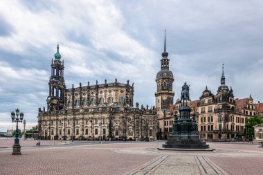 Dresden Katedrali Hofkirche ve Dresden Şatosu Konutu Dresden, Almanya Saksonya.
