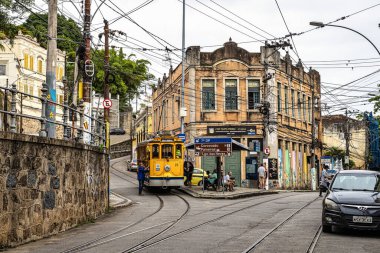 Rio de Janeiro, Brezilya - 29 Kasım 2023: Lapa ve Rio de Janeiro 'nun Santa Teresa ilçesindeki eski Portekiz mimari evleri, Brezilya, Güney Amerika