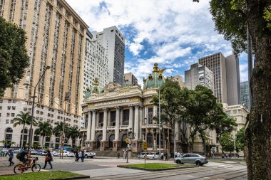 Rio de Janeiro, Brezilya - 29 Kasım 2023: Sanat Nouveau tarzında inşa edilen belediye tiyatrosu, 1909 yılında Brezilya 'nın Rio de Janeiro şehrinde tamamlandı.