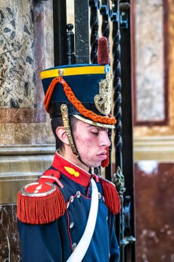 Buenos Aires, Arjantin - 13 Aralık 2023: Buenos Aires Katedrali 'nin İçi, Arjantin. Burası Mayo Meydanı, Buenos Aires 'in ana eğlence mekanı.