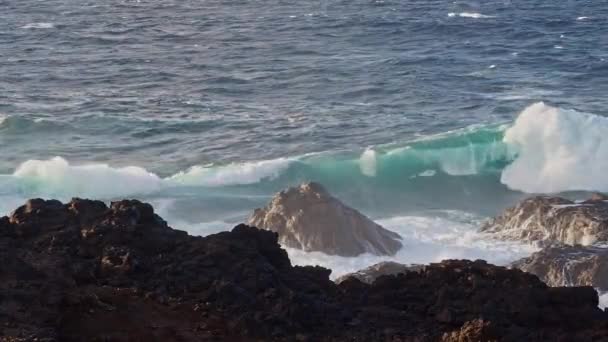 Gran Canaria Noordkust Gebied Rond Punta Sardina Kaap Krachtige Schuimige — Stockvideo