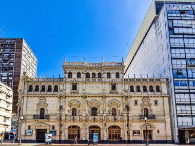 Buenos Aires, Arjantin - 17 Aralık 2023: The Teatro Nacional Cervantes, Buenos Aires 'in Buenos Aires şehrindeki Teatro Nacional de Buenos Aires olarak da bilinir. Bu bir Ulusal Tarih Anıtı..