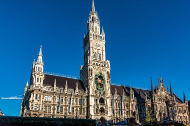 Münih, Bavyera 'da Marienplatz' da Noel pazarı, Avrupa 'da Almanya