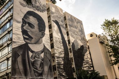 Florianopolis, Brezilya - 29 Aralık 2023: Brezilya 'nın Santa Catarina başkenti Florianopolis' in merkezindeki renkli binalar.