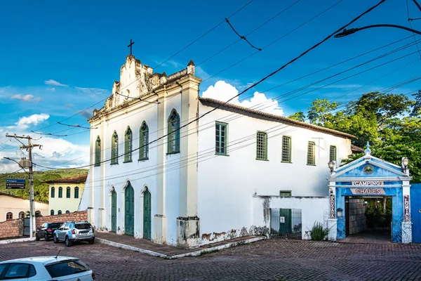 Lencois, Brezilya - Ocak 02, 2024: Lencois, Chapada Diamantina, Bahia, Brezilya 'daki eski koloni kilisesi Igreja do Rosario cephesi