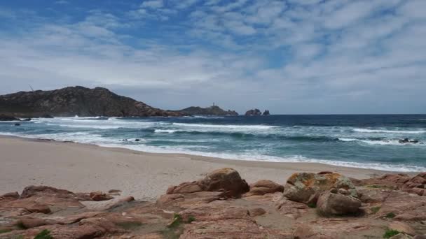 Landscape View Reira Beach Praia Reira Camarinas Galicia Spain — Stockvideo