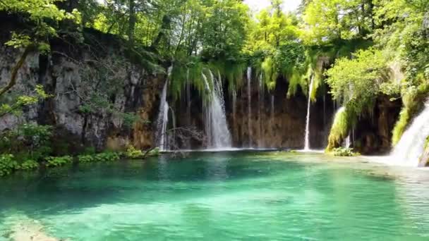 Majestosa Vista Sobre Cachoeira Com Água Azul Turquesa Parque Nacional — Vídeo de Stock