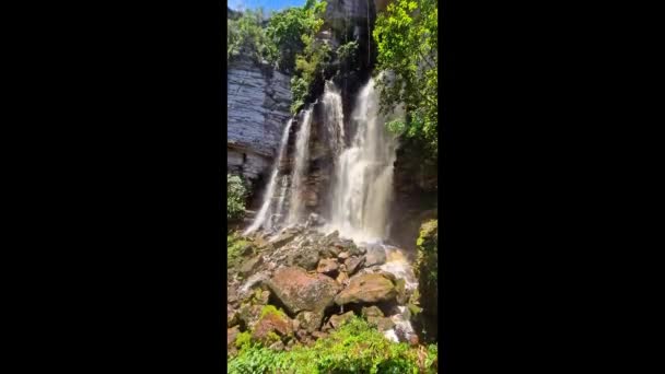 Canyons Way Buracao Waterfall Ibicoara Chapada Diamantina Bahia Brazil Latin — ストック動画