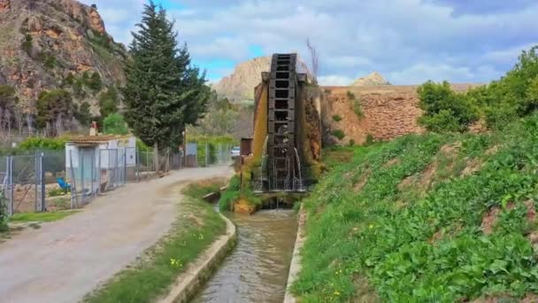 Древняя Арабская Мельница Водяная Мануфактура Деревне Абаран Мурсии Испания Европа — стоковое видео