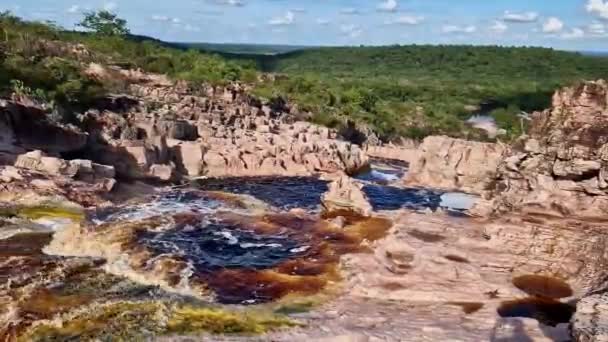 Roncador Waterfall Pantanal Marimbus Andarai Chapada Diamantina Bahia Brazil — ストック動画