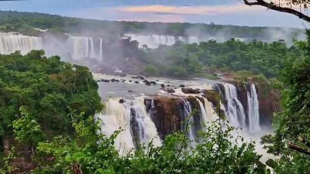 Iguazu Falls Largest Series Waterfalls World Located Brazilian Argentinian Border — Stock Video