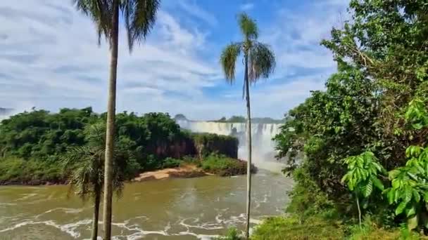 Air Terjun Iguazu Serangkaian Air Terjun Terbesar Dunia Terletak Perbatasan — Stok Video