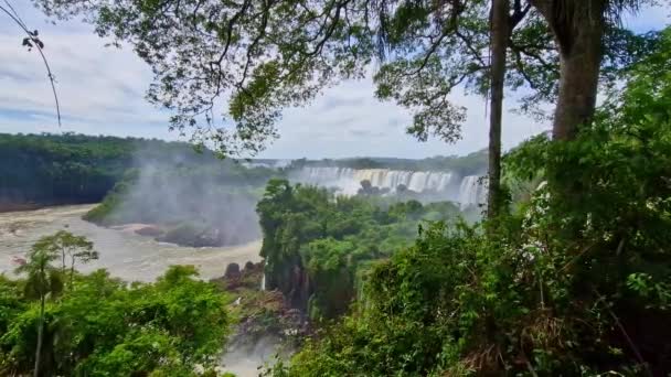 Iguazu Falls Largest Series Waterfalls World Located Brazilian Argentinian Border — Stock Video