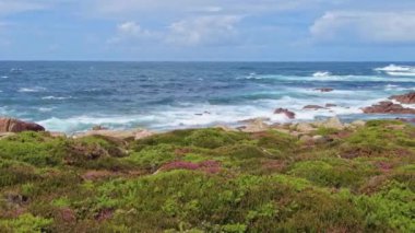 Praia do Trece Beach and section of the Lighthouse Trail, Camino dos Faros, Camarinas, Galicia, Spain