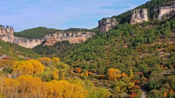 Panoramatický Výhled Serrania Cuenca Uně Španělsku Turistická Stezka Raya Escaleron — Stock video