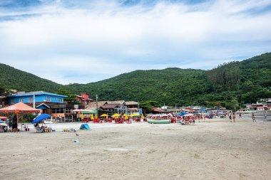 Florianopolis, Brezilya - 25 Aralık 2023: Güney Bataklık Sahili, Pantano do Sul Sahili, Santa Catarina Adası, Florianopolis, Brezilya, Güney Bölgesi