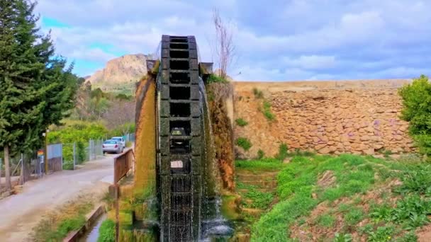 Starożytny Młyn Arabski Noria Wodna Wiosce Abaran Regionie Murcja Hiszpania — Wideo stockowe