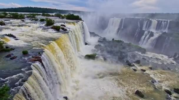 Devil Throat Bij Iguazu Falls Een Van Werelds Grootste Natuurwonderen — Stockvideo