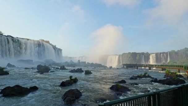 Garganta Diabo Nas Cataratas Iguaçu Uma Das Grandes Maravilhas Naturais — Vídeo de Stock
