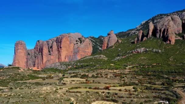 Panorama Las Rocas Mallos Riglos Provincia Huesca Aragón España Europa — Vídeos de Stock