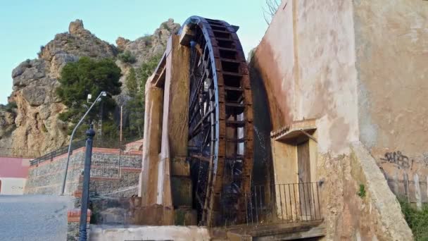 Starověký Arabský Mlýn Vodní Noria Vesnici Abaran Murcii Španělsko Evropa — Stock video