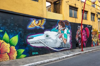Sao Paulo, Brezilya - 19 Ocak 2024: Sao Paulo, Brezilya 'daki Liberdade mahallesi Japonya dışındaki dünyanın en büyük etnik Japon topluluğudur. Japonların mahalledeki varlığı 1912 'de başladı.