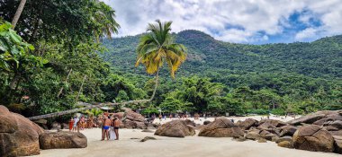 Ilha Grande, Brazil - Jan 27, 2024: Aventureiro beach on big island Ilha Grande at Angra dos Reis, Rio de Janeiro, Brazil clipart