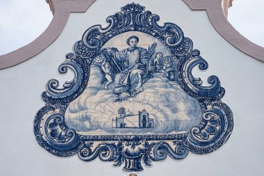 Tarihi sanat süslemeleri ve Saint Lawrence Kilisesi 'nin Portekiz azulejosu, Igreja de Sao Lourenco, Almancil, Loule, Algarve, Portekiz