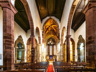 Interior of Catedral da Se, Se Cathedral at Silves, Portugal. Built in the 13th century on the site of the Moorish Grand Mosque clipart