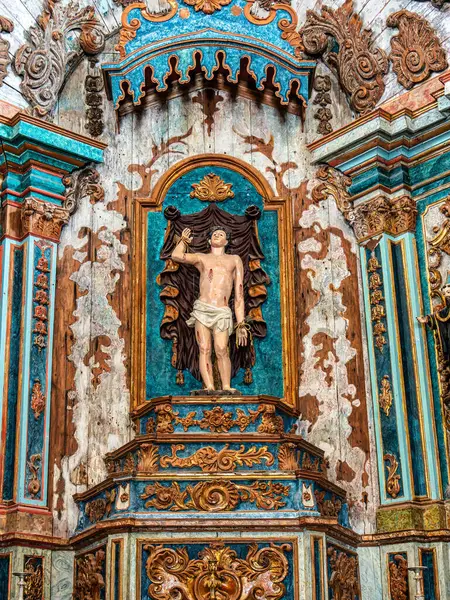 Stock image Interior of the Chapel of Saint Sebastian, Ermida de Sao Sebastiao at Tavira, Algarve, Portugal. Medieval origin and rebuilt in 1745 in Baroque style