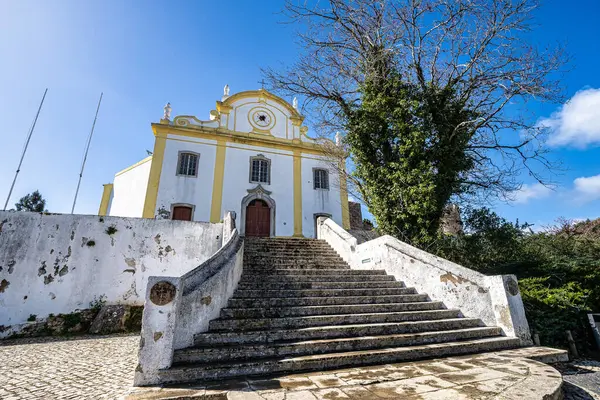 stock image Castle and Igreja Matriz cemetery in Santiago do Cacem, Alentejo in Portugal