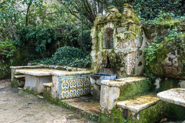 Portekiz 'deki Serra de Sintra Ulusal Parkı' nda terk edilmiş ve boş bir ortaçağ kongresi.